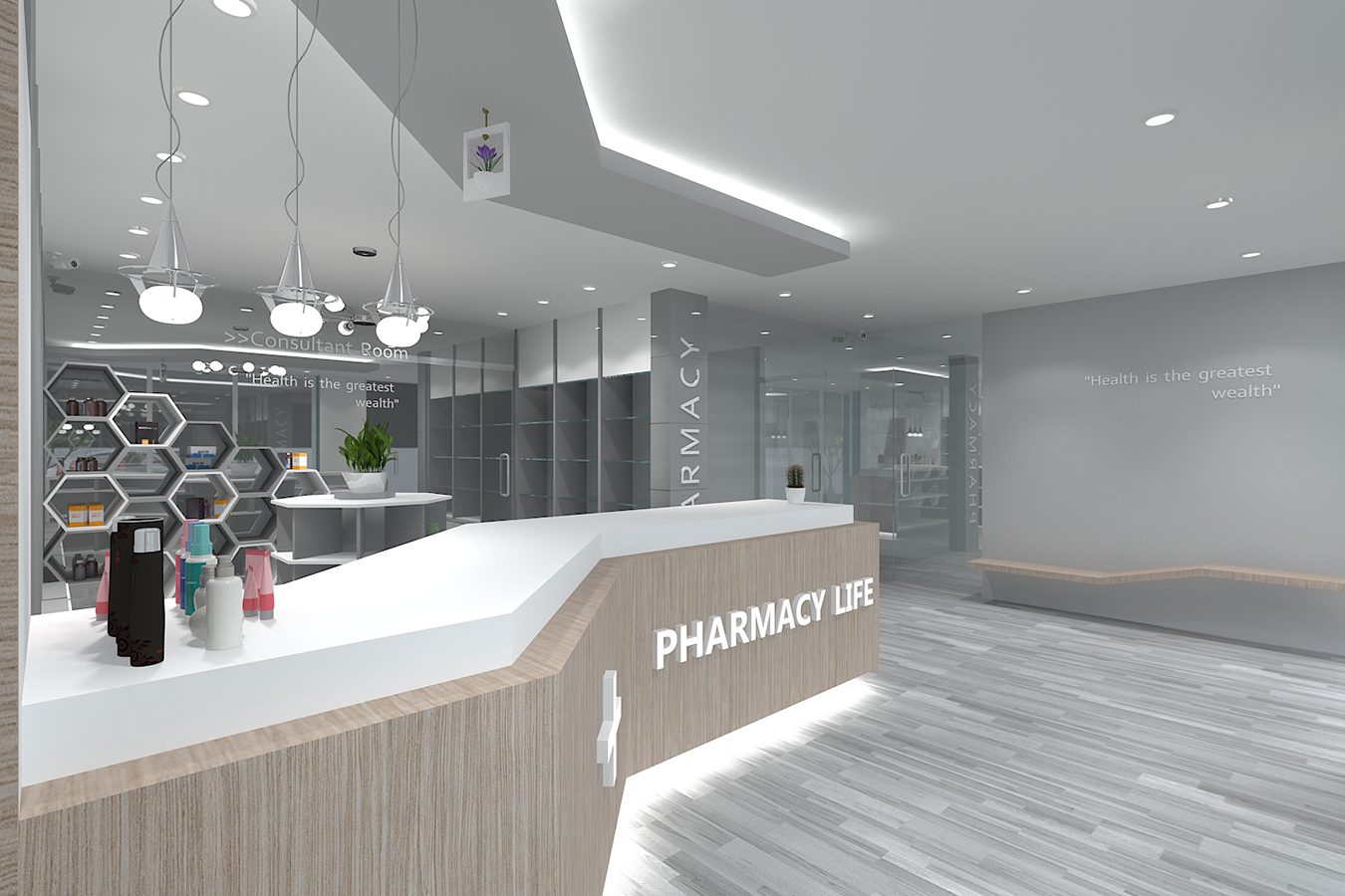 Pharmacy Life Interior Hospital Projects - Komnit Design